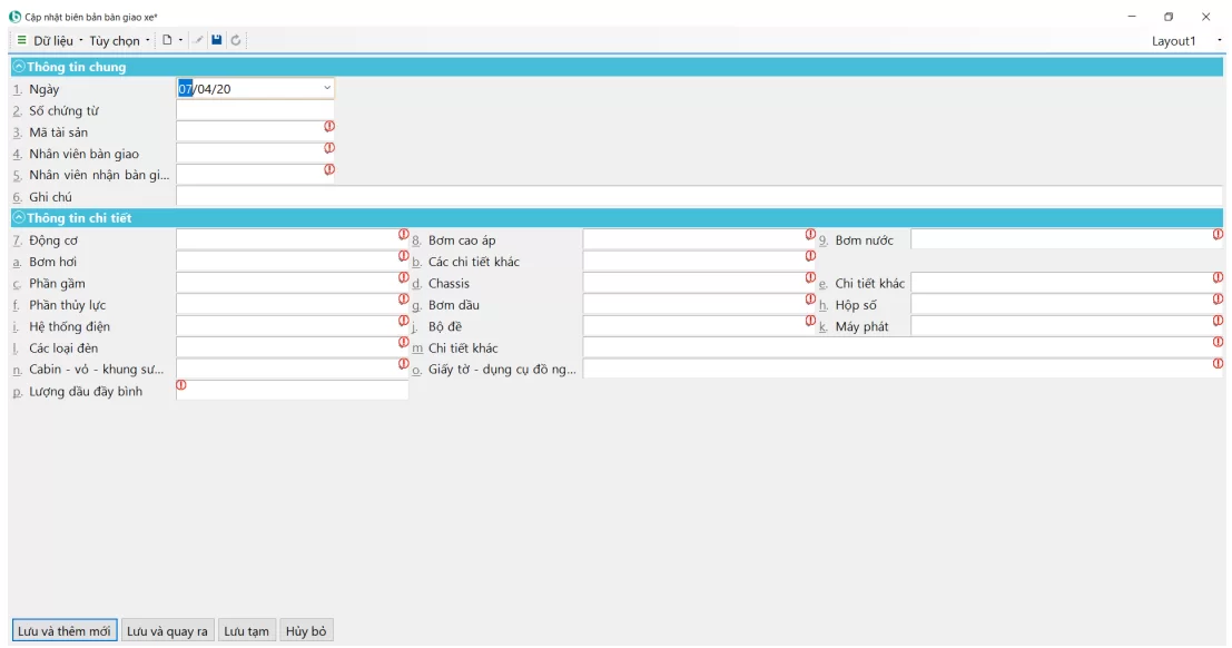 Biên bản bàn giao xe