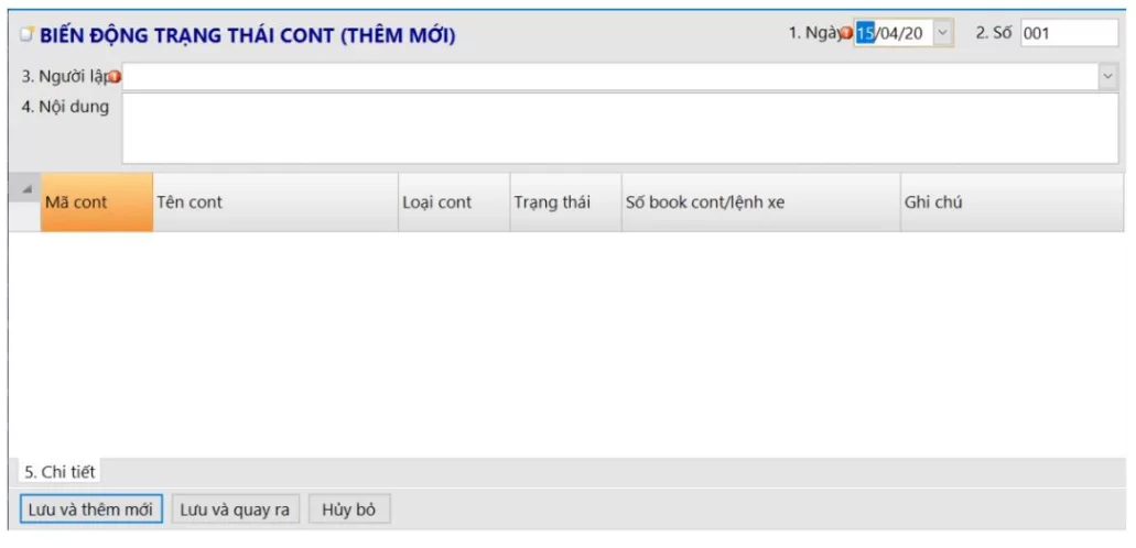 Danh mục trạng thái container