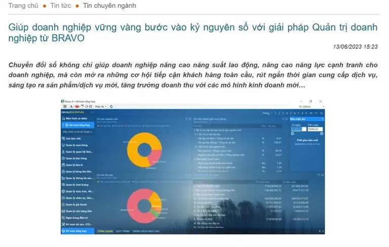 VINASA đưa tin giải pháp quản trị doanh nghiệp BRAVO