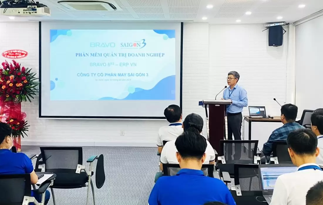 Đại diện BRAVO phát biểu tại lễ Go-live hệ thống cho công ty May Sài Gòn 3