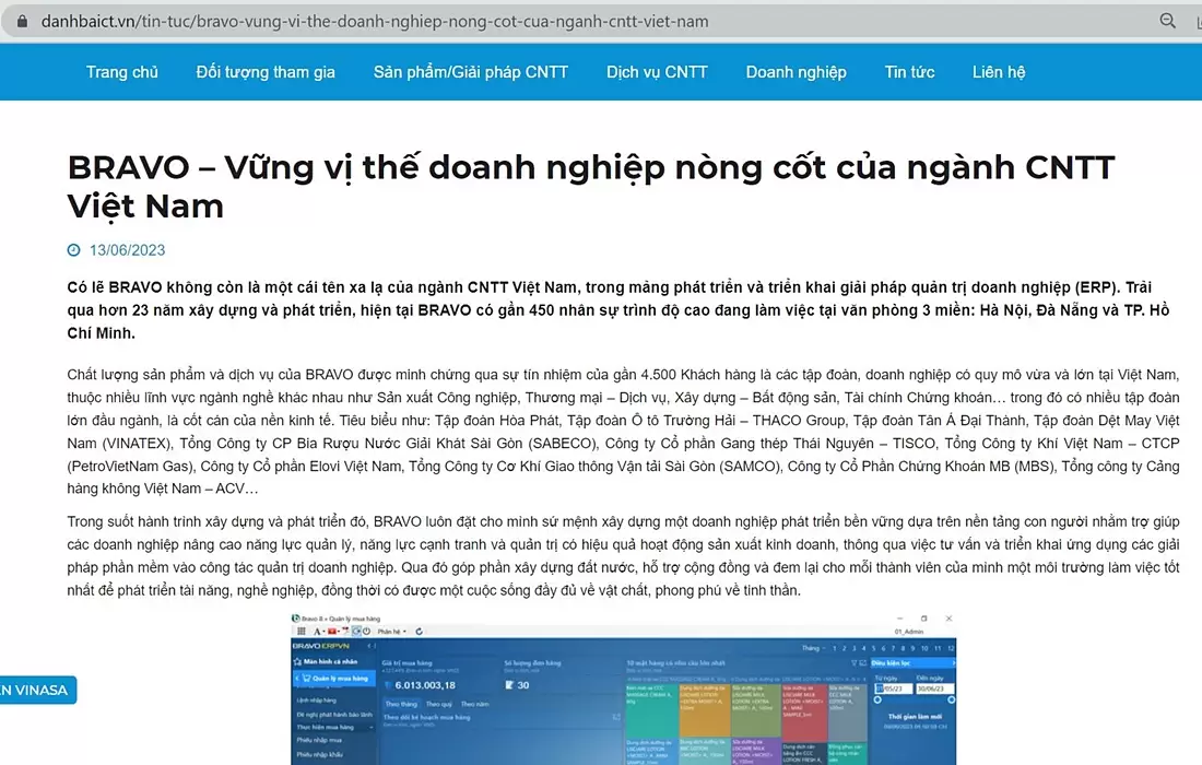 Báo DanhbaICT đưa tin về BRAVO