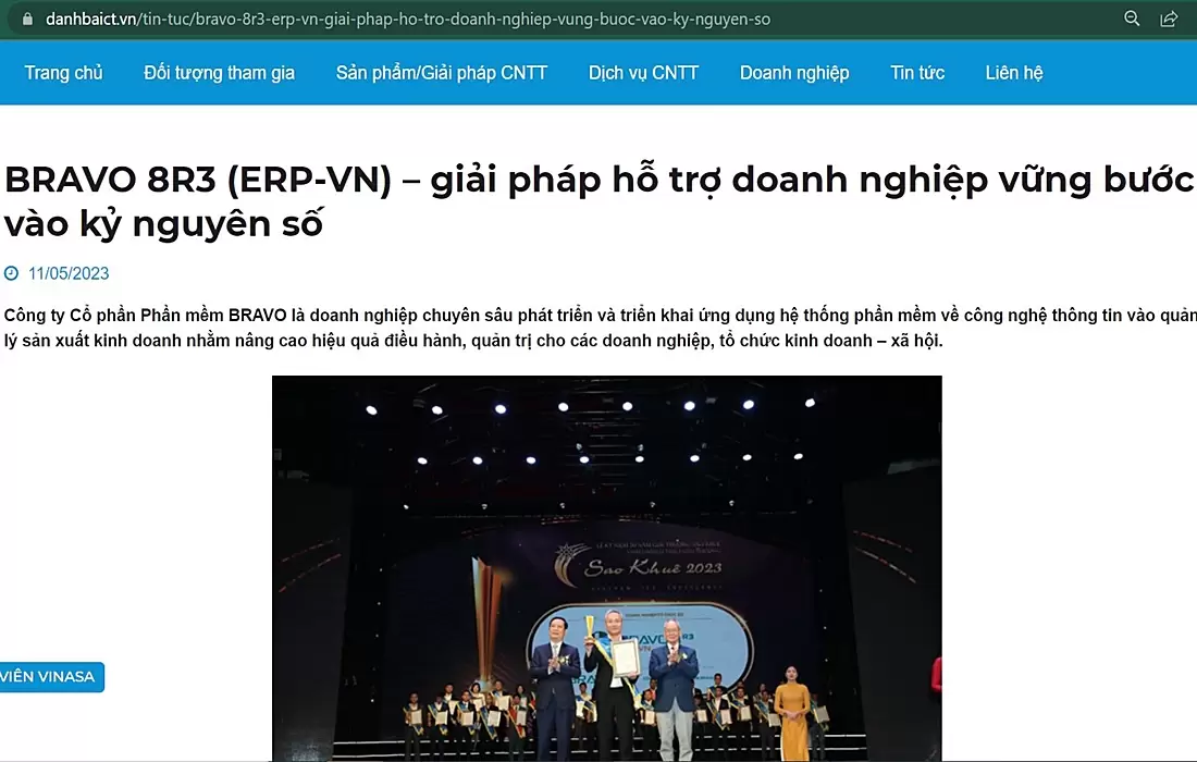 Danh bạ ICT đưa tin về BRAVO ERP