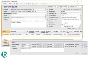Interface of updating Quotation