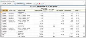 Detailed report on production status