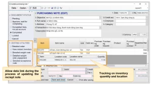 updating the receipt note