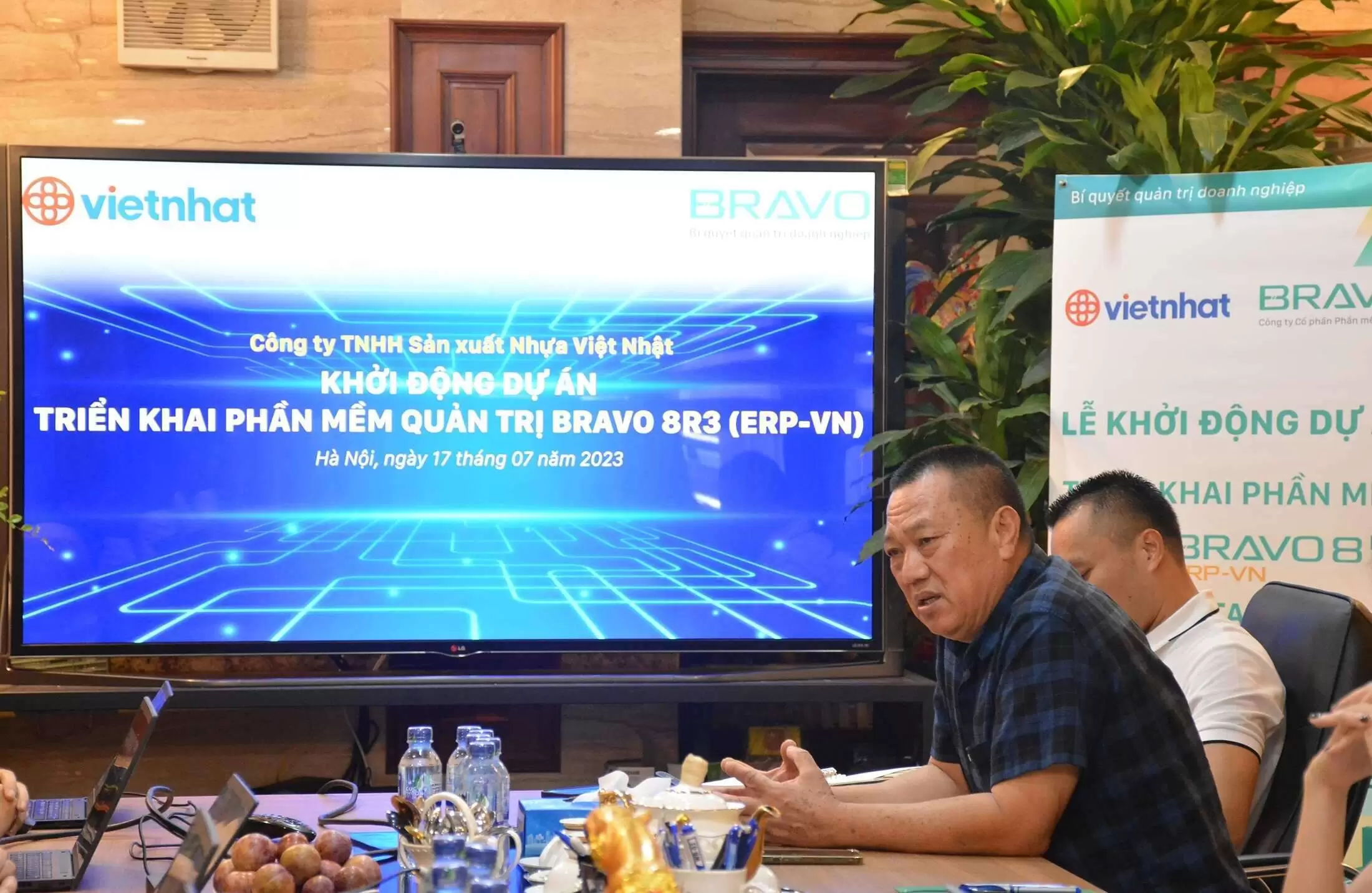 GĐ Nhựa Việt Nhật phát biểu tại lễ Kick-off phần mềm BRAVO