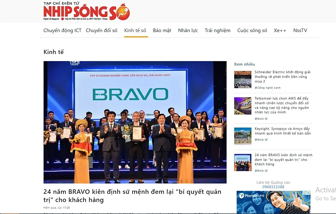 Báo Nhịp sống số đứa tin BRAVO 24 năm