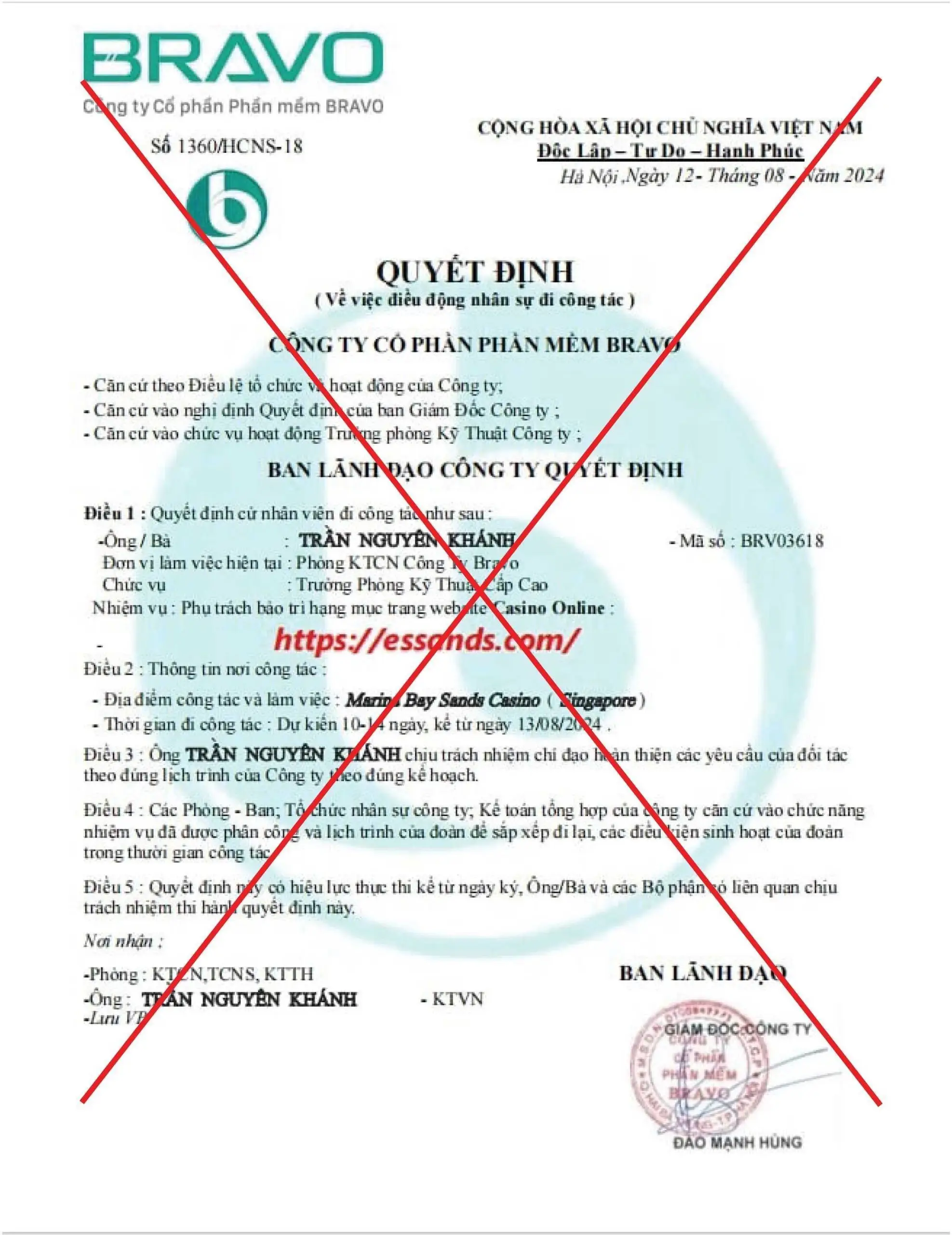 Cảnh báo mạo danh Công ty Cổ phần Phần mềm BRAVO