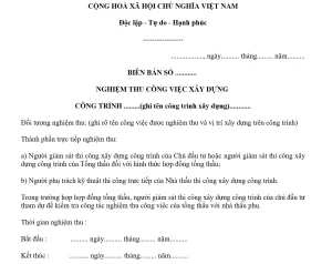 Biên bản nghiệm thu công trình xây dựng