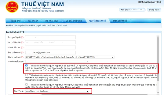 Hướng dẫn quyết toán thuế tncn online 2024