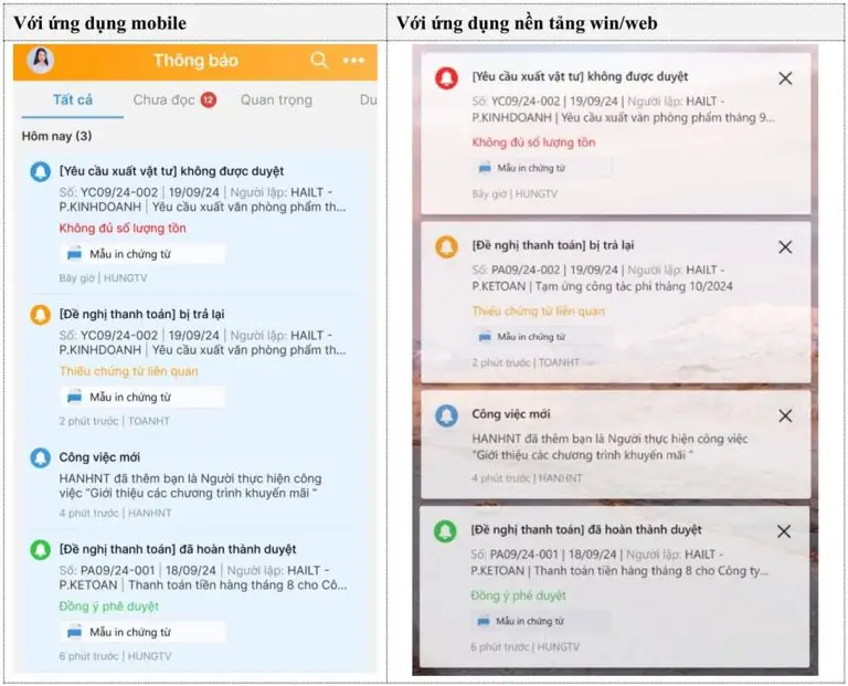 Gửi thông báo kết quả duyệt