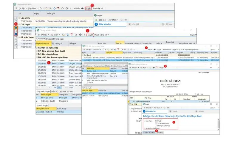 Cách thức duyệt chứng từ
