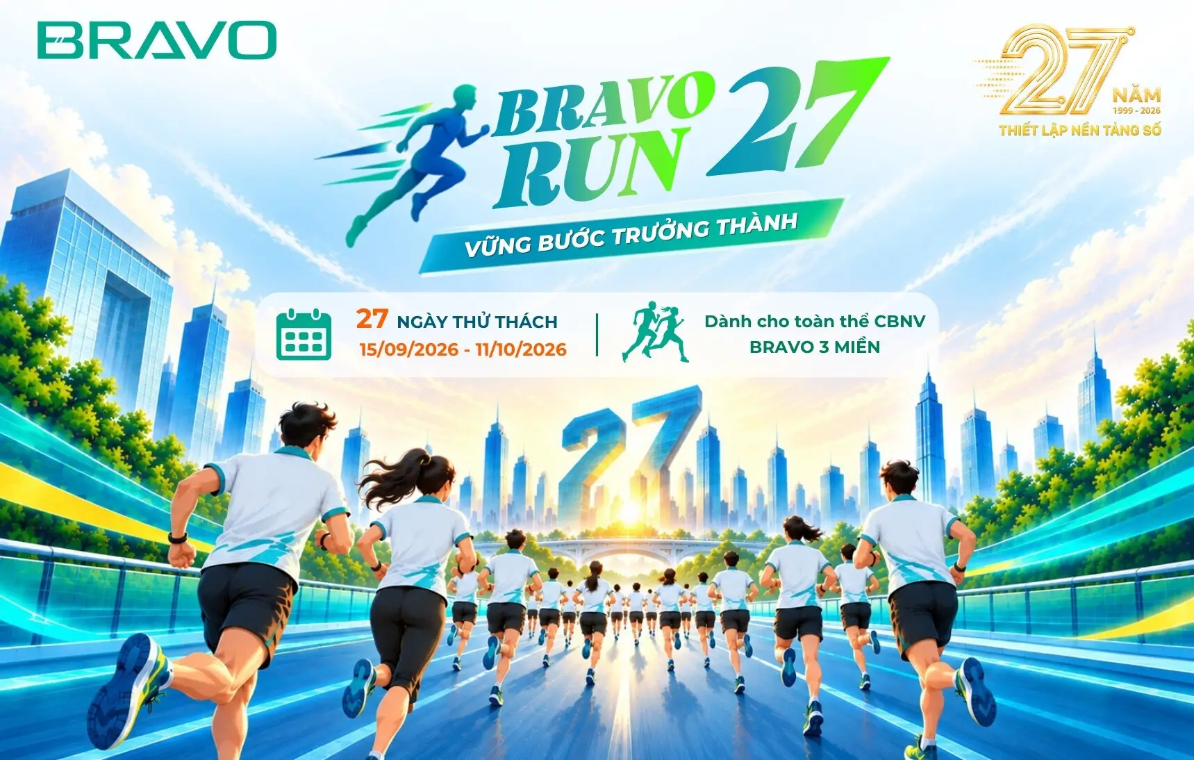 Phát động giải chạy Online BRAVO RUN 27 - Chào mừng kỷ niệm 27 năm BRAVO
